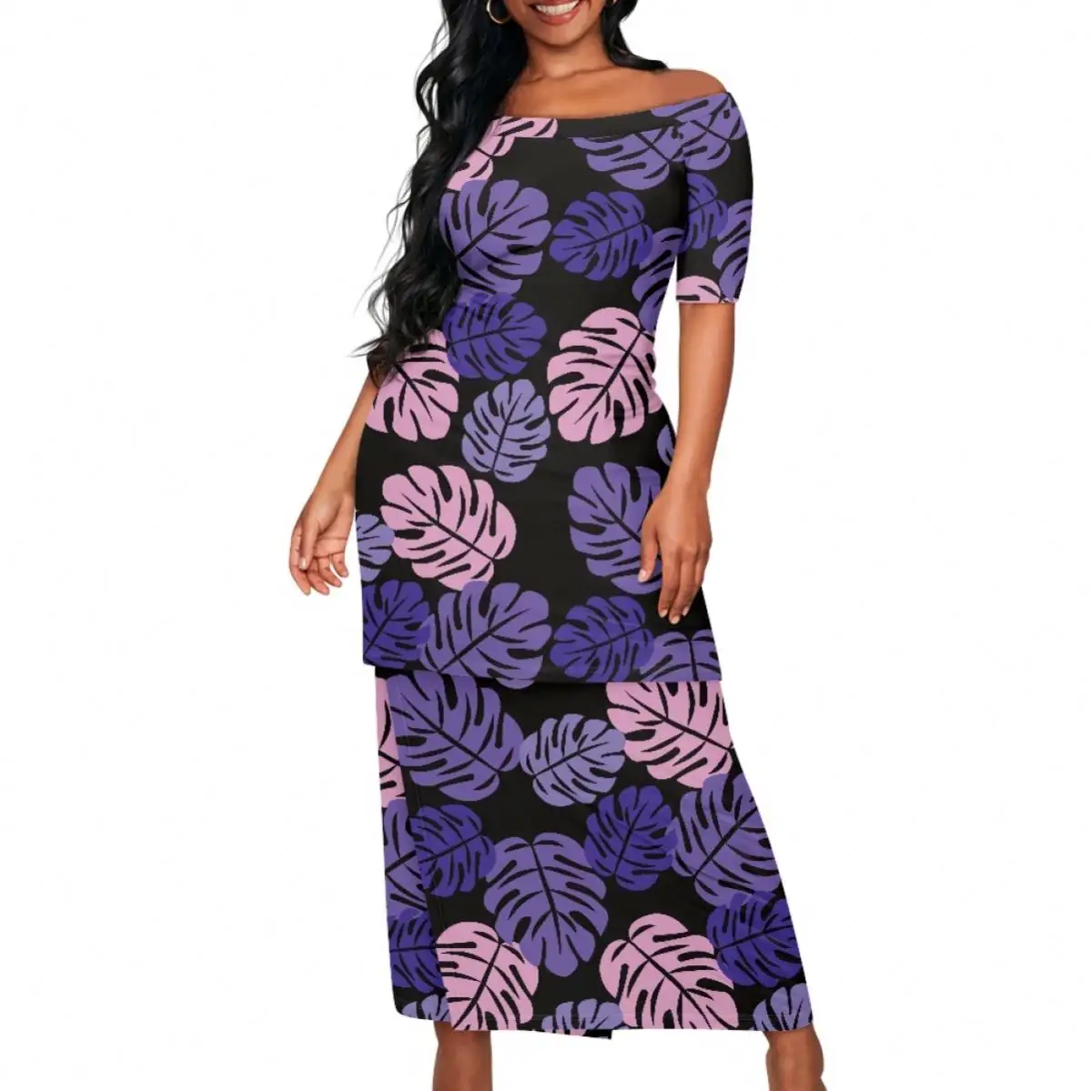 Polynesian Tribal Kleidung Off Shoulder Samoan Fidschi Puletasi Kleider für Inseln Frauen Custom Print Abend party Puletasi Set