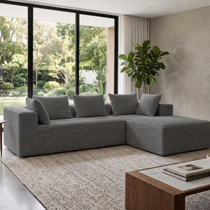 Divano Componibile a L Sottovuoto in Tessuto Corduroy con Spugna ad Alta Resilienza, Design Modulare Salvaspazio, Pronto all'Uso, Nessun Montaggio Richiesto - Product Image 5
