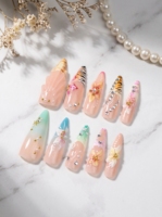 Ongles à presser en acrylique haut de gamme, design 3D français, qualité salon, couvrance totale, avec colle premium pour application sur les doigts, 10 pièces