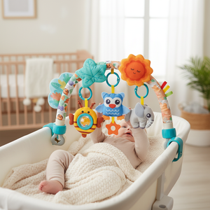 Jouets d'éveil pour bébé en plastique <span class=keywords><strong>super</strong></span> doux, style animaux de dessin animé, avec clip de lit et papier à gratter intégré - Product Image 1