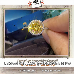 Anillo de Compromiso de Plata de Ley con Moissanita Amarilla Limón, Diseño de Flor, Certificado GRA, 3.0 Quilates, Joyería de Lujo, Regalo para Mujer - Product Image 2