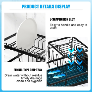 Anti-rust Detachable 2-Tier Bowl Plate <b>Dish</b> Drying Rack Modern Metal Kitchen <b>Dish</b> Rack with Drainer - Product Image 5