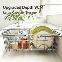 Panier d'évier pliable extensible moderne en acier inoxydable 304, durable, étanche, multifonctionnel et peu encombrant pour la cuisine