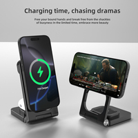 Support de charge sans fil magnétique ultra-plat 3-en-1 pliable à charge rapide avec port Type-C QC3.0/PD2.0 certifié CE RoHS pour appareils intelligents