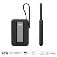 Batterie externe portable magnétique avec cordon, 5000 mAh, 20 W PD PPS, charge rapide