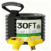 Rv Power Cord 100ft ETL Listed 3 Prong TT-30P TT-30R 100FT Weatherproof Suit pour Camper Extension Cord 125V Heavy Duty 10 Gauge