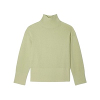 Pull tricoté décontracté à col montant et manches longues pour femme, couleur unie, avec logo personnalisé, vente en gros