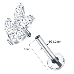 Titanio roscado internamente 16G rama superior mujeres hombres Labret Monroe <span class=keywords><strong>Piercing</strong></span> pendiente Stud cartílago Tragus <span class=keywords><strong>Piercing</strong></span> cuerpo joyería - Product Image 2