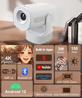 Proyector Recargable para Exteriores con Batería HD 720P, Compatible con Decodificación de Video 4K, Tiro Corto, Sistema Android 12, 150ANSI Lúmenes