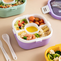 Boîte à lunch carrée en plastique portable à double compartiment, grande capacité, compatible micro-ondes, pour réfrigérateur et conservation des salades, 1200ml/1700ml