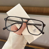 Lunettes anti-lumière bleue à double pont en métal, nouveau design, tendance, transparentes, rétro, pour femmes, monture optique à double pont, vente chaude