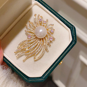 Brillante broche de fuegos artificiales ramillete frenchclassy perla traje de fuegos artificiales prendas de vestir pin hebilla gran regalo - Product Image 5