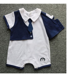 100% coton gentleman type col <span class=keywords><strong>polo</strong></span> à manches courtes bébé garçon barboteuse combinaison pour l'été - Product Image 2