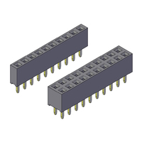 Contactos de latón negro PBT, cabezal hembra de 2,54mm, conector PCB recto de fila única/doble 10P/20P