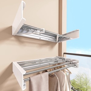 Porta asciugamani pieghevole per la casa da 80cm stendino per vestiti <span class=keywords><strong>a</strong></span> parete retrattile <span class=keywords><strong>salvaspazio</strong></span> porta vestiti - Product Image 5