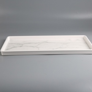 Bandeja de Servir Rectangular de Melamina con Patrón de Mármol, Apta para Lavavajillas, Segura para Alimentos, Uso Residencial, Acabado Laminado Duradero - Product Image 4