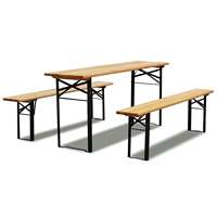 Ensemble de table à manger pliante en bois de style ferme moderne |   Cadre en fer léger et durable, plus de 10 tailles personnalisées pour une utilisation en extérieur et en restauration