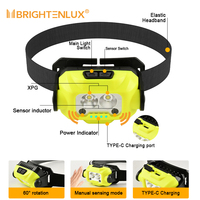 Brightenlux potente tipo C lámpara de cabeza antorcha Led COB Sensor de inducción faro 18650 recargable impermeable para senderismo Camping