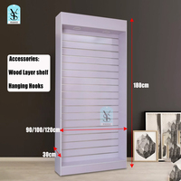 Vitrine en bois pour accessoires de téléphone, boîtiers d'ordinateur, étagère de rangement, panneau à fentes, crochet d'affichage pour présenter votre technologie et votre style