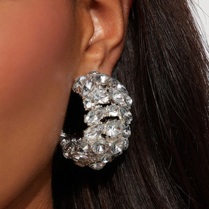 Orecchini da Donna all'Ingrosso, Orecchini Rotondi alla Moda con Diamanti d'Acqua, Accessori da Strada per Aste, Orecchini da Donna - Product Image 1