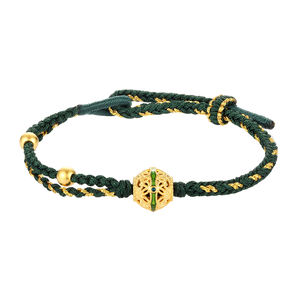 Pulsera de cuentas de oro micro-duro de 24 quilates de alta calidad con diseño de estilo chino único Encanto de cuerda trenzada verde - Product Image 1
