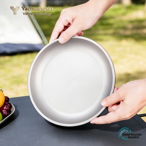 Ensemble de 2 assiettes rondes en métal gris foncé avec surface antiadhésive pour une utilisation en intérieur et en extérieur - Product Image 5
