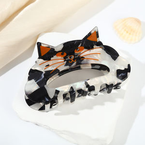 مشبك شعر أسيتات على شكل قطة كرتونية لطيفة، مشبك شعر نسائي للجزء الخلفي من الرأس، مشبك شعر على شكل سمكة قرش، رائج على الإنترنت، لا يسبب ضررًا للشعر - Product Image 1