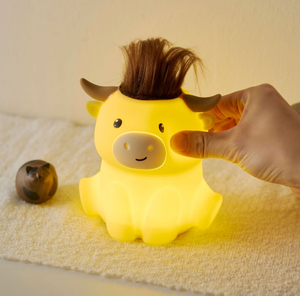 Cute Animal Silicone Highland Cow Pat Night <b>Light</b> Dimming Bedroom Bedside Atmosphere <b>Sleep</b> Lamp usb rechargeable for kids - Product Image 4