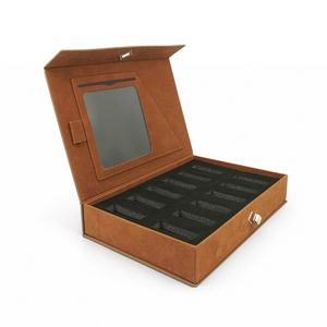 Custom Logo Premium PU Leather Sample Presentation <b>Box</b> <b>with</b> Handle 12 Slot EVA Insert Display Case OEM Manufacturer - Product Image 1
