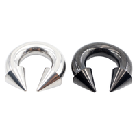 1pc Cincin Hidung Besar Model Spike, Ear Plug Expander Gauge, Baja Anti Karat, Gaya Punk, Anting Hoop, Perhiasan Tindik
