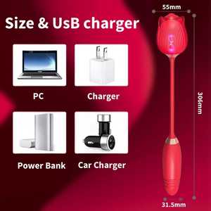 Vibratore a Forma di Rosa in <span class=keywords><strong>Silicone</strong></span> con Funzione di Succhio, Stimolatore Telescopico del Punto G e Vibratore Clitorideo, Giocattoli Sessuali per Donne - Product Image 4