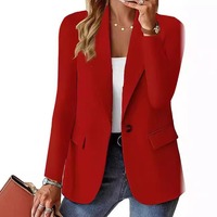 Blazers de bureau pour femmes, couleur unie, manches longues, à bouton unique, vestes professionnelles rembourrées, vente en gros d'usine, nouvelle collection printemps