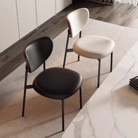 2025 nouvelle chaise de salle à manger contemporaine ancienne lumière italienne luxe moderne Simple rétro haut sens chaise en bois massif cuir + métal