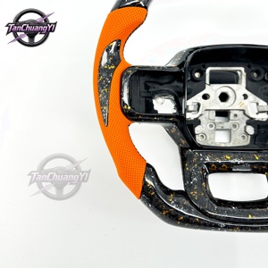 Volant de voiture en cuir et fibre de carbone personnalisé, perforé jaune, pour F150 R F-150 2021+ - Product Image 3