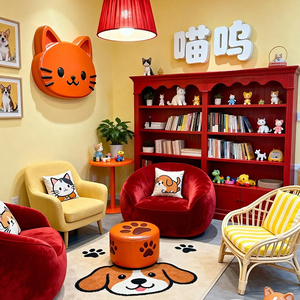 Mostrador de Recepción con Diseño de Mascota, Estilo Animado y Adorable, Color Amarillo-Rojo, con Relieve 3D de Cachorro, LED, Impermeable - Product Image 2