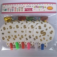 Sifflets jetables OEM en gros pour fêtes, avec logo personnalisé, sifflets en papier à motif de dessin animé, remplisseurs de sacs cadeaux