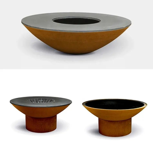 Round Camping Grill Outdoor Barbecue <b>Bbq</b> Grill Corten Steel <b>Bbq</b> - Product Image 4