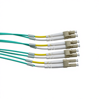 Câble de raccordement fibre optique COMTON 8F MPO Femelle vers Duplex LCx4 Multimode OM4 50um AQUA LSZH/PVC 1m