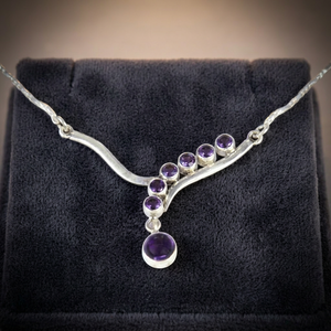 Amethyst Gemstone <b>Silver</b> <b>Necklace</b> Fashion <b>Necklaces</b> for Party Wear - Product Image 1