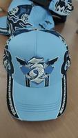 Casquette de baseball bleu clair brodée style dessin animé, avec strass numéro 3, imprimé graffiti gothique sur le côté, style streetwear, casquette snapback