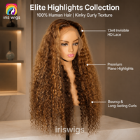Iriswigs Perruques synthétiques Lace Frontal 13x4 transparentes, avec mèches 4/27, ondulations profondes lâches, longues bouclées, résistantes à la chaleur pour femmes