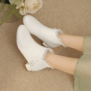Botines con encaje y adornos florales de perlas, tacón de bloque, zapatos de vestir para atuendos vintage y sesiones de fotos estilo Hanfu, novedad 2026 - Product Image 5