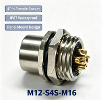 M12-S4S-M16 4-poliger M12 Rundstecker IP67 Wasserdicht 12A 630V Rückseitige Installation Buchsenanschluss Geschweißter Automatisierungs-Sensorkabel-Steckverbinder