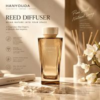 Bouteille diffuseur de parfum en verre ambré trapézoïdale de 300 ml, personnalisée en usine, vide, avec bouchon crème, pour parfum d'ambiance