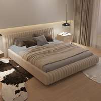 Lit double de luxe en cuir style crème, style italien, pour la maison, la chambre à coucher ou l'hôtel