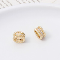Simple 8-11mm Micro Zircon Creux Rond Lâche Perlé Grande Petite Perle D'espacement pour DIY Bracelet Collier Bijoux Accessoires