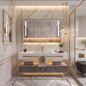 Mobile Bagno con Lavabo Singolo/Doppio - Mobile Bagno Moderno con Specchio LED Intelligente Antiappannamento, Set Mobile Bagno a Parete - Product Image 2
