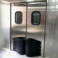 Porte battante double en acier inoxydable pour usine de transformation de volailles, porte d'entrée anti-choc pour usage commercial