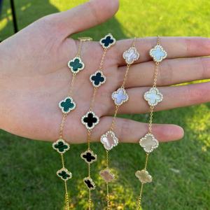 स्पाज निर्माता 5a cz s925 चांदी के गहने सेट ओनिक्स ब्रेसलेट फिम चार पत्ती क्लैवर कोष्ठक गहने महिलाओं को सेट करता है। - Product Image 4