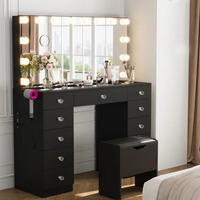 Table de Manucure Coiffeuse en Bois Chinois Modèle Marron, Sans Miroir